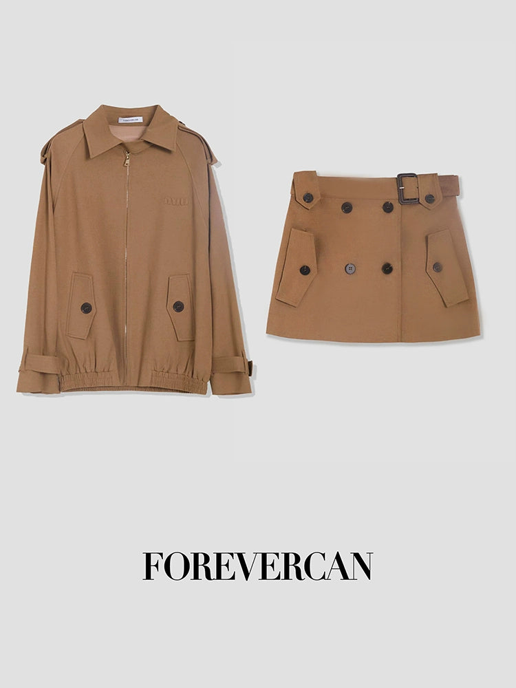 フォーエバーカン レディース 2024 ニューベルリン ウィークエンド m!u24S レトロ ラペル ジャケット ジャケット + スカート