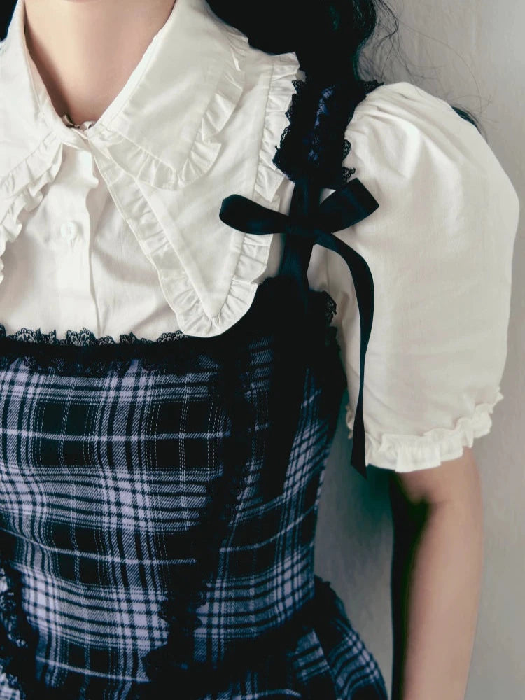 Vintage Plaid Lace Slip Dress