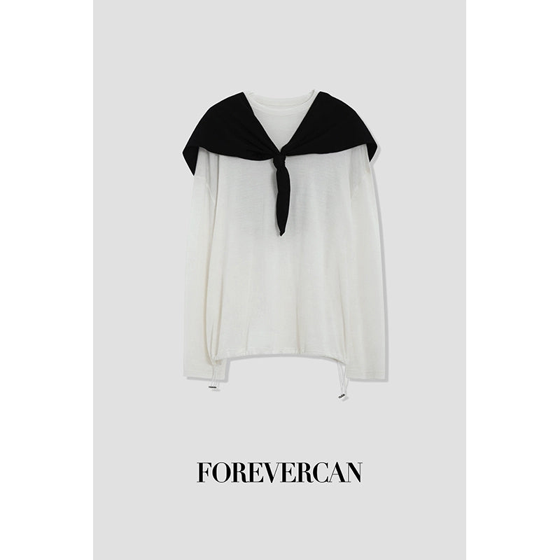 フォーエバーカン レディース 2024 ニュー シティ ウォーク ミニマリストで用途の広いメリノウール ニット長袖トップス