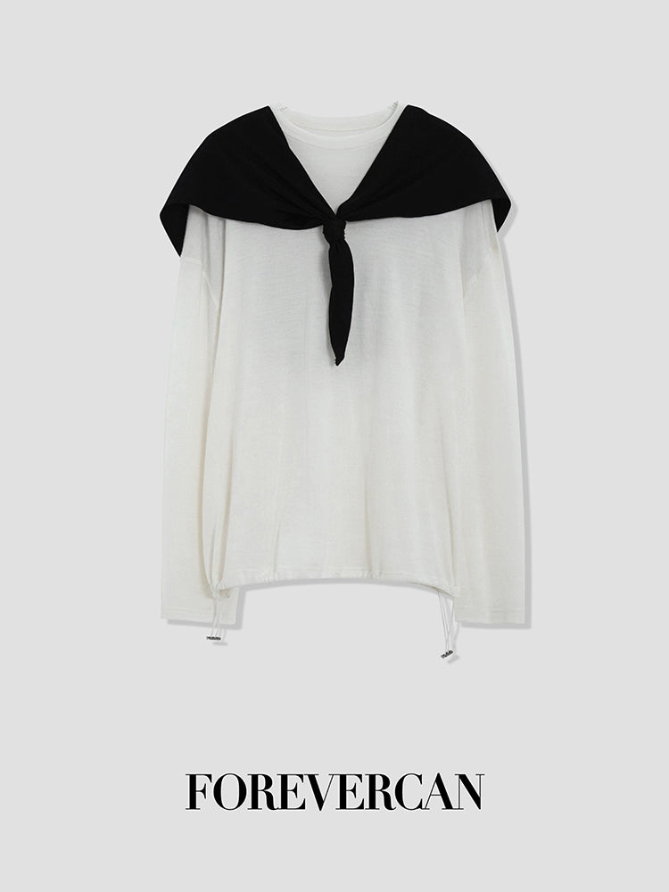 フォーエバーカン レディース 2024 ニュー シティ ウォーク ミニマリストで用途の広いメリノウール ニット長袖トップス