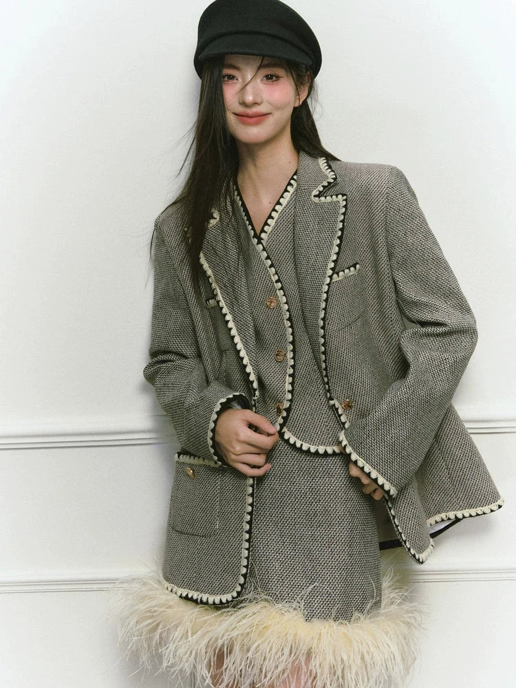 Shell Embroidered Tweed Winter Luxury Jacket