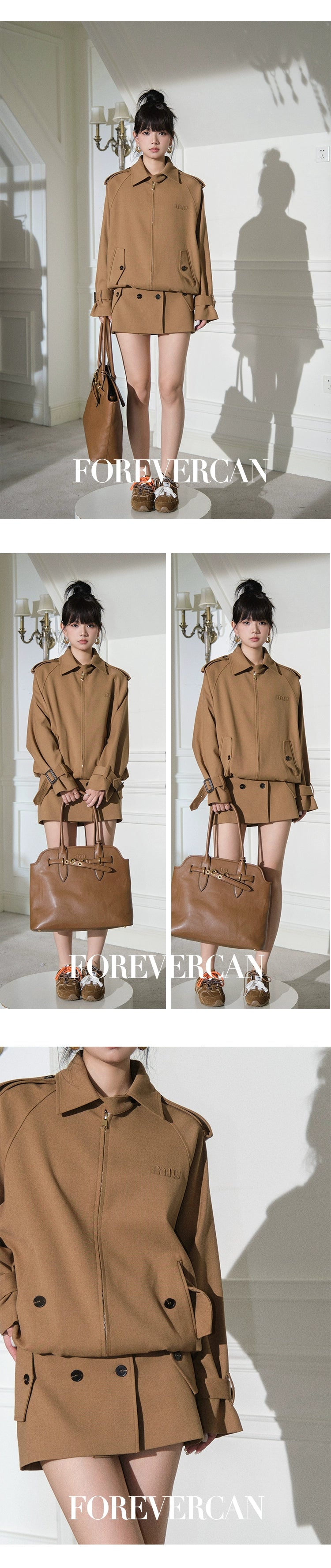 フォーエバーカン レディース 2024 ニューベルリン ウィークエンド m!u24S レトロ ラペル ジャケット ジャケット + スカート