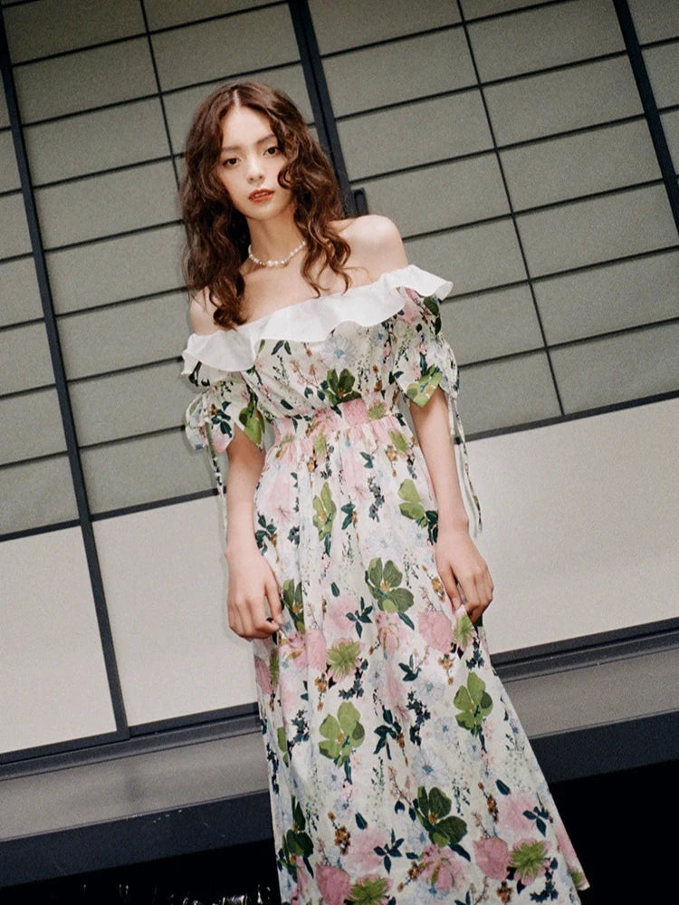 Colorful Forest Floral Cinch Waist Dress