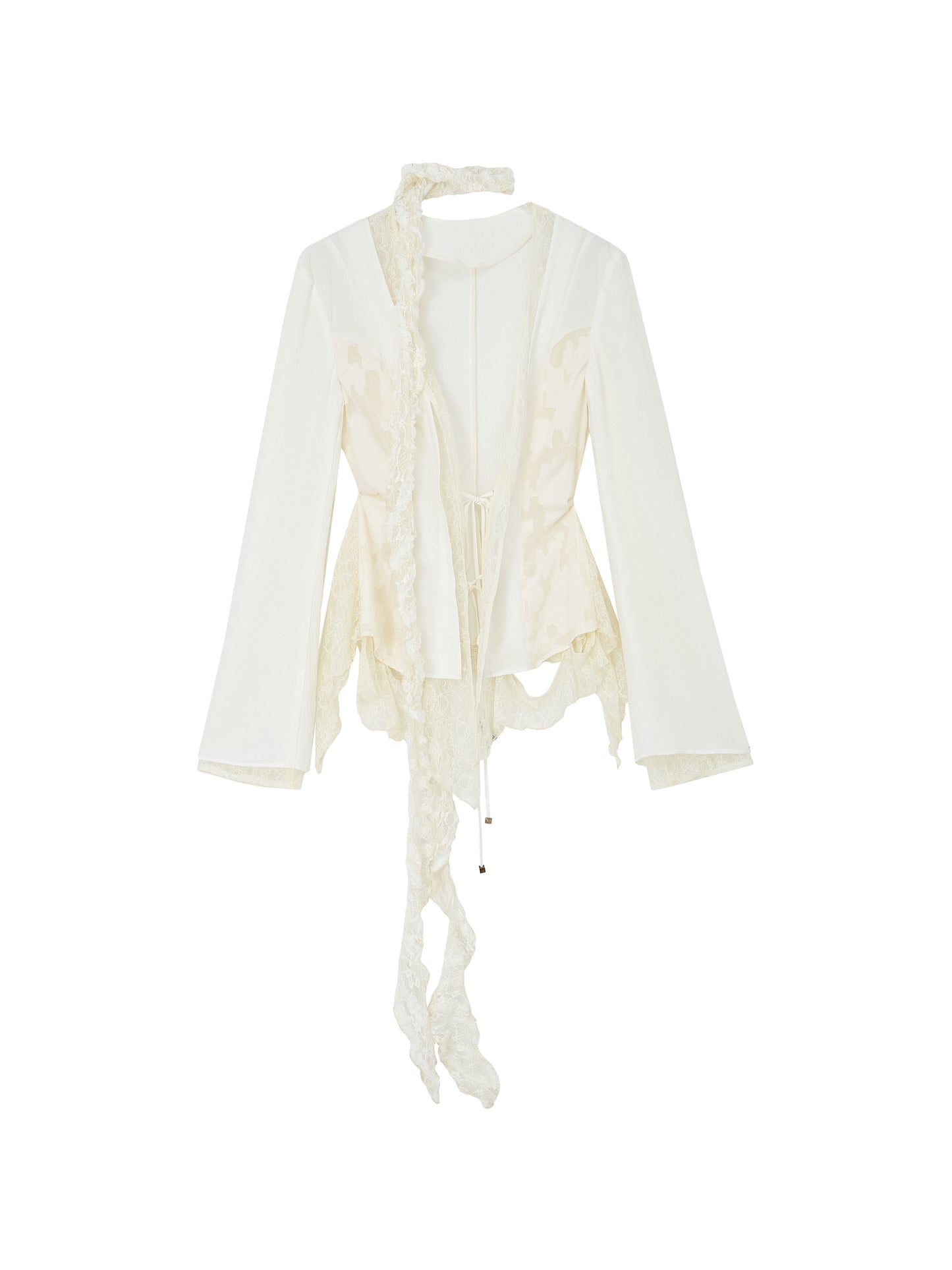 [スポット] OfAkiva「Daylight」わびさびレースパッチワークフェイクツーピースブレザー