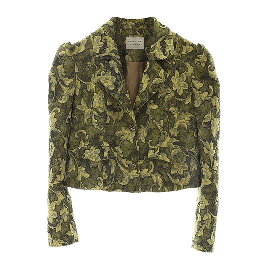 YOSHUYUKIオリジナルデザイン杉グリーンシェニールジャカード生地レトロな新しい中国のスーツ