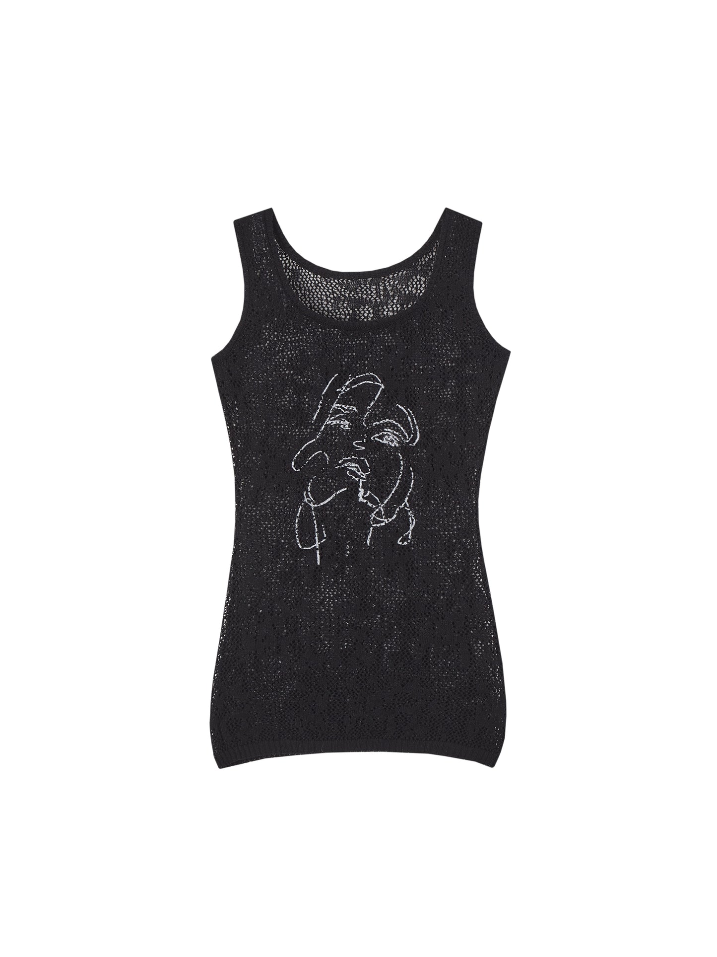 [スポット] Akivaの「だらしない」シアーファイングリッターレースニットプリントマリンベスト