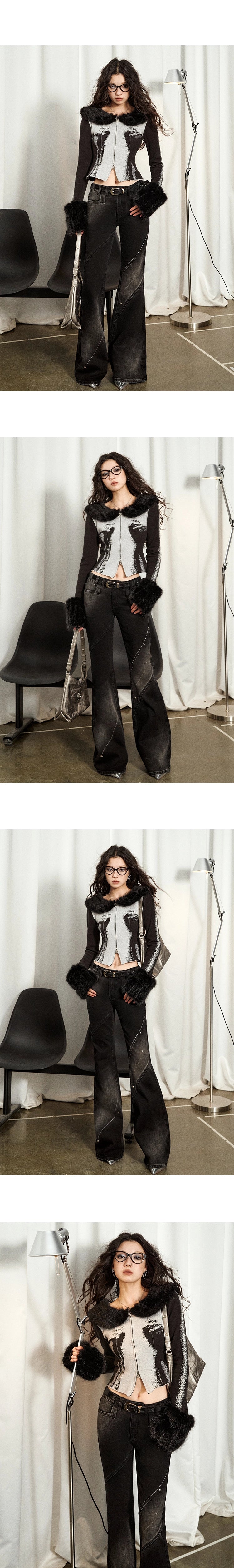 [スポット] OfAkivaは、人間のジャカードニットウェア女性の冬の毛皮の襟ボレロを「開発し、再形成」します