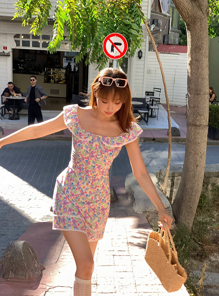 シャオリノースリーブAライン花柄ドレス2024新しい夏のドーパミン小さな男超格好良い人形ドレス