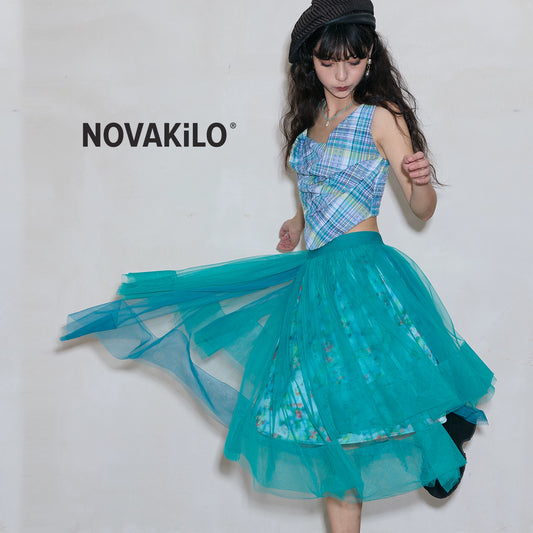 Novakiloメッシュ2層インナープリント多彩スカート