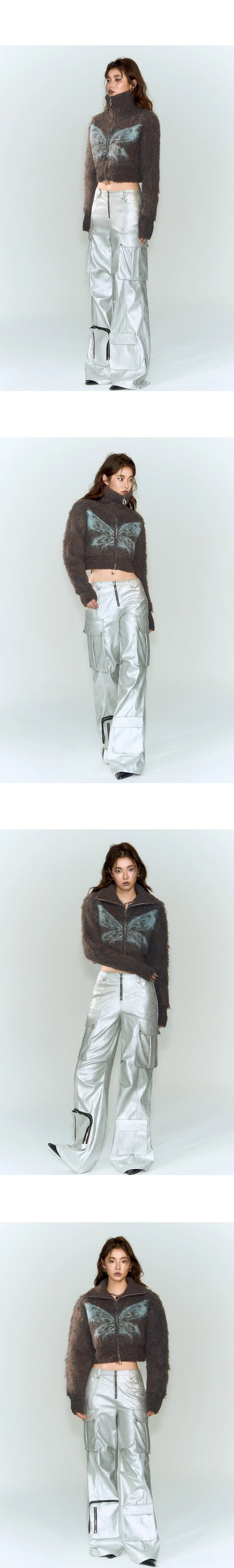 [スポット] OfAkiva「幻想を待ちながら」フープヤーンバタフライタートルネックニットショートコート冬季女性用