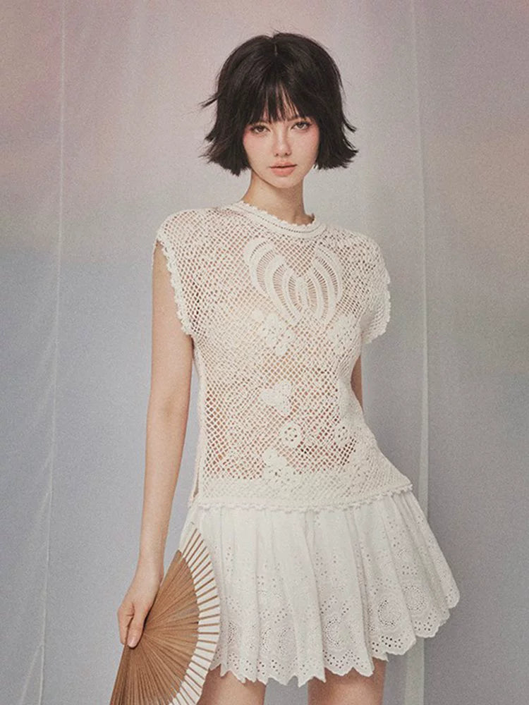 フォーエバーカンレディース2024年夏ニューザルツブルクデザイン気質ノースリーブニットベストトップス