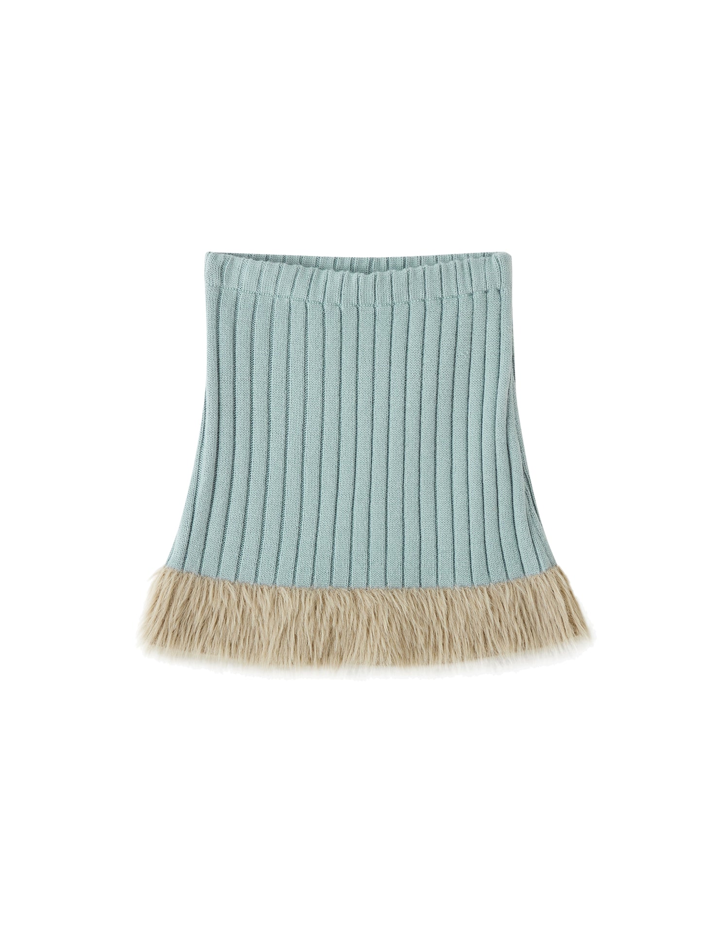 [スポット] OfAkiva「スプライシングその他」フェイクミンクニットパッチワークウィンターコートスカートスーツレディース