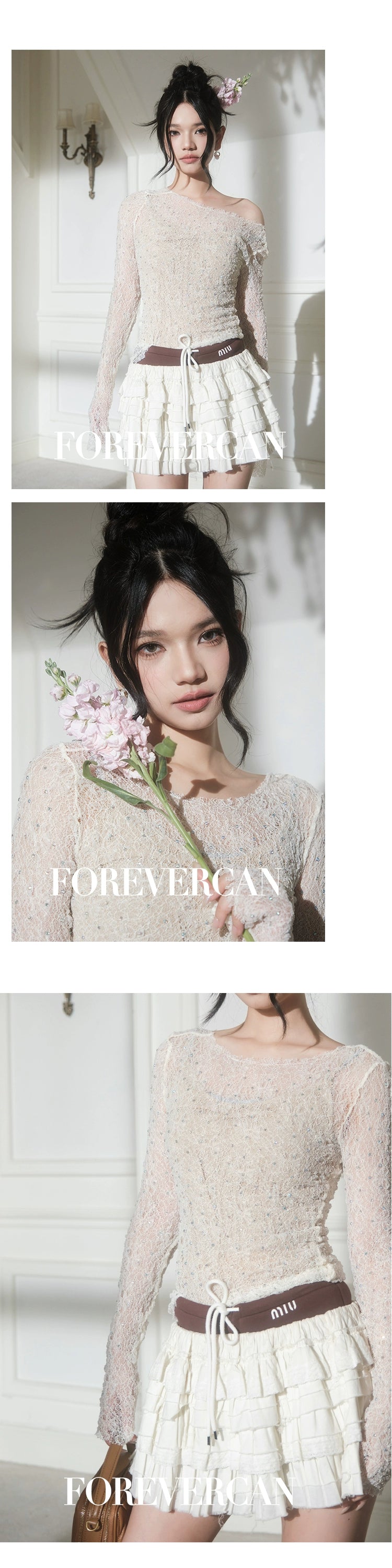 フォーエバーカンレディースサマー2024ニューレフトバンクバインプレミアムテンポラメント中空かぎ針編みレーストップ