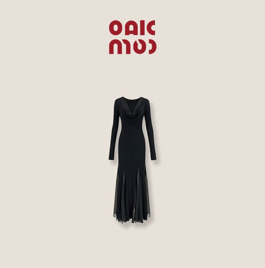 OAKMOO 'Sun and Moon Streamer' ギリシャの女の子は、スイングカラーメッシュスカートパネルパネル分解ドレスで覆われています