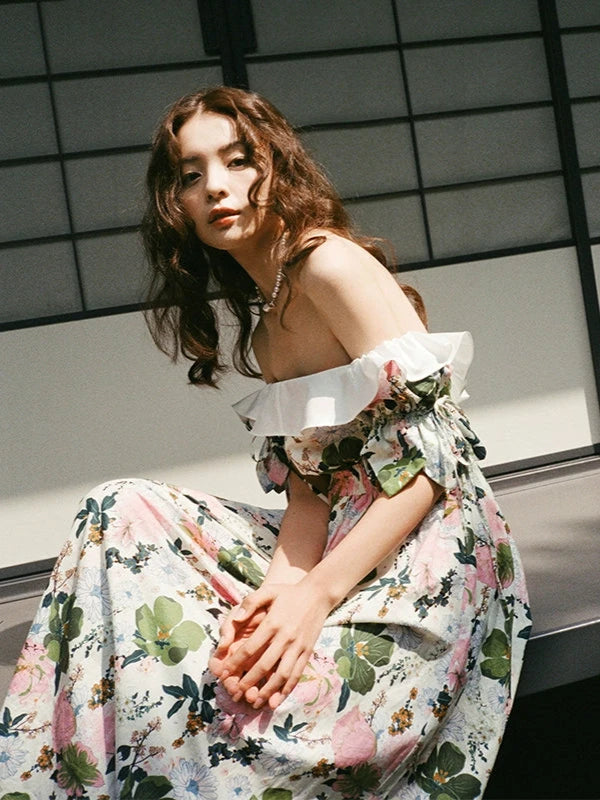 Colorful Forest Floral Cinch Waist Dress