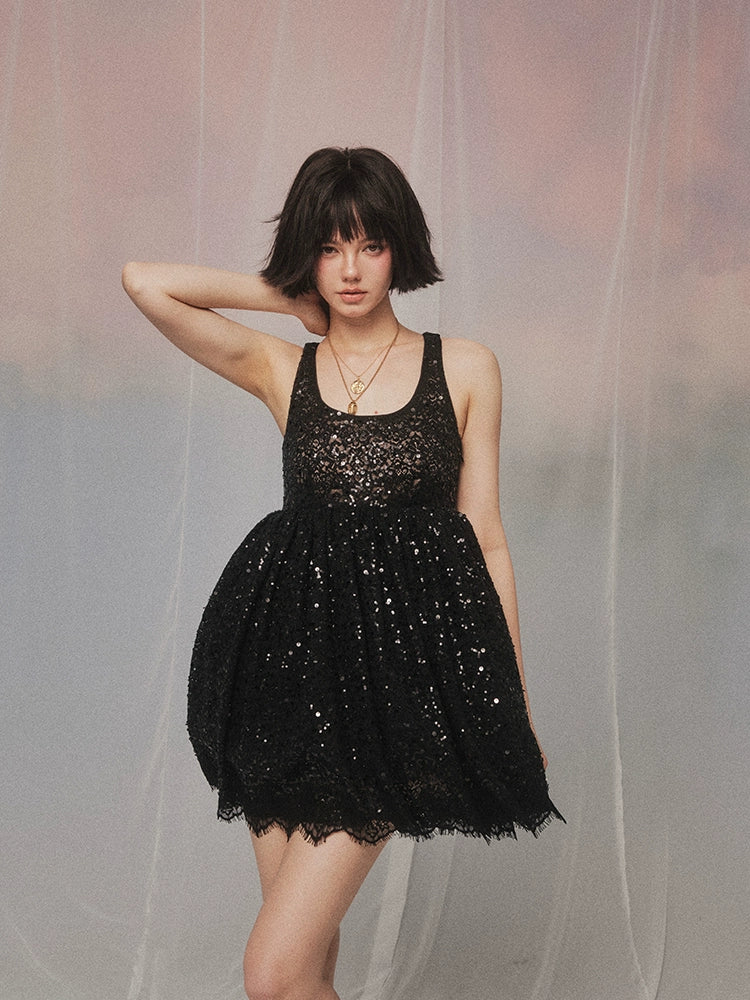 フォーエバーカン レディース 2024 新しいバチカンの大ヒット ショー、レース サスペンダー パフ ドレス付き