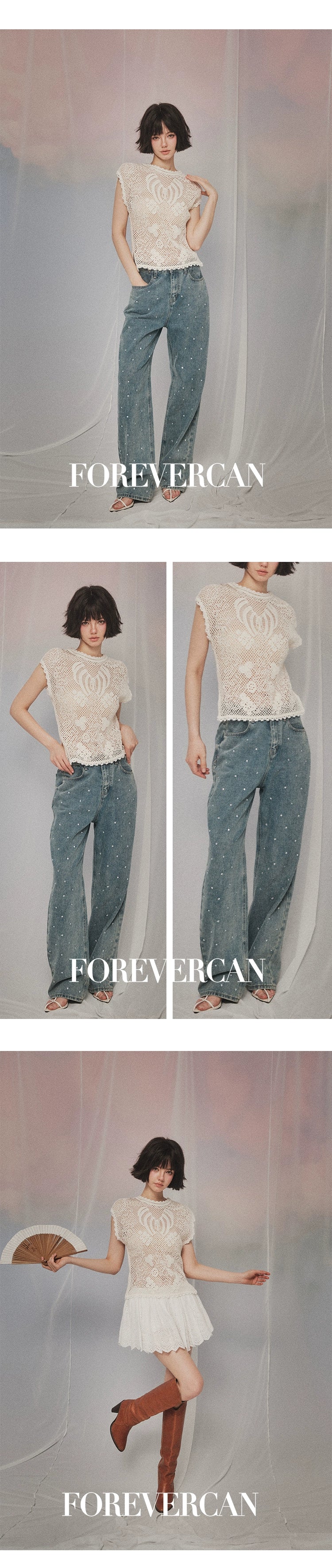 フォーエバーカンレディース2024年夏ニューザルツブルクデザイン気質ノースリーブニットベストトップス