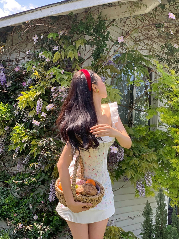 Xiaoliカップケーキ、白い花柄のノースリーブドレス、小さな男、甘い気質、スタイルの人形ドレス