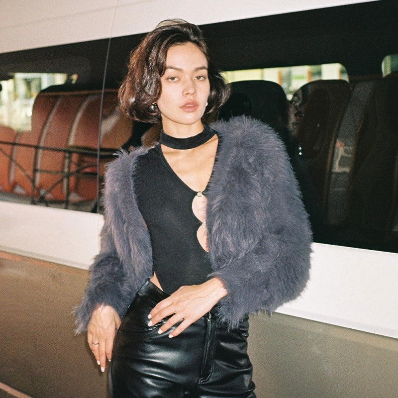 TR She ホット リトル グレー ラビット グレー ブルー 長袖 プルオーバー スリーブ ジャケット ダブル ウィンド ジ フック プラケット 快適なルーズ カーディガン