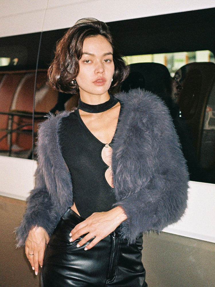 TR She ホット リトル グレー ラビット グレー ブルー 長袖 プルオーバー スリーブ ジャケット ダブル ウィンド ジ フック プラケット 快適なルーズ カーディガン