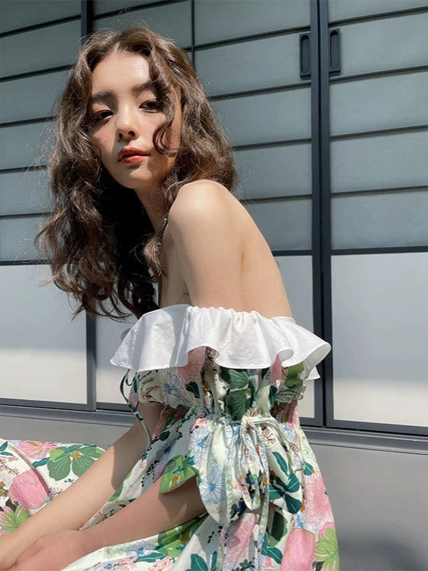 Colorful Forest Floral Cinch Waist Dress