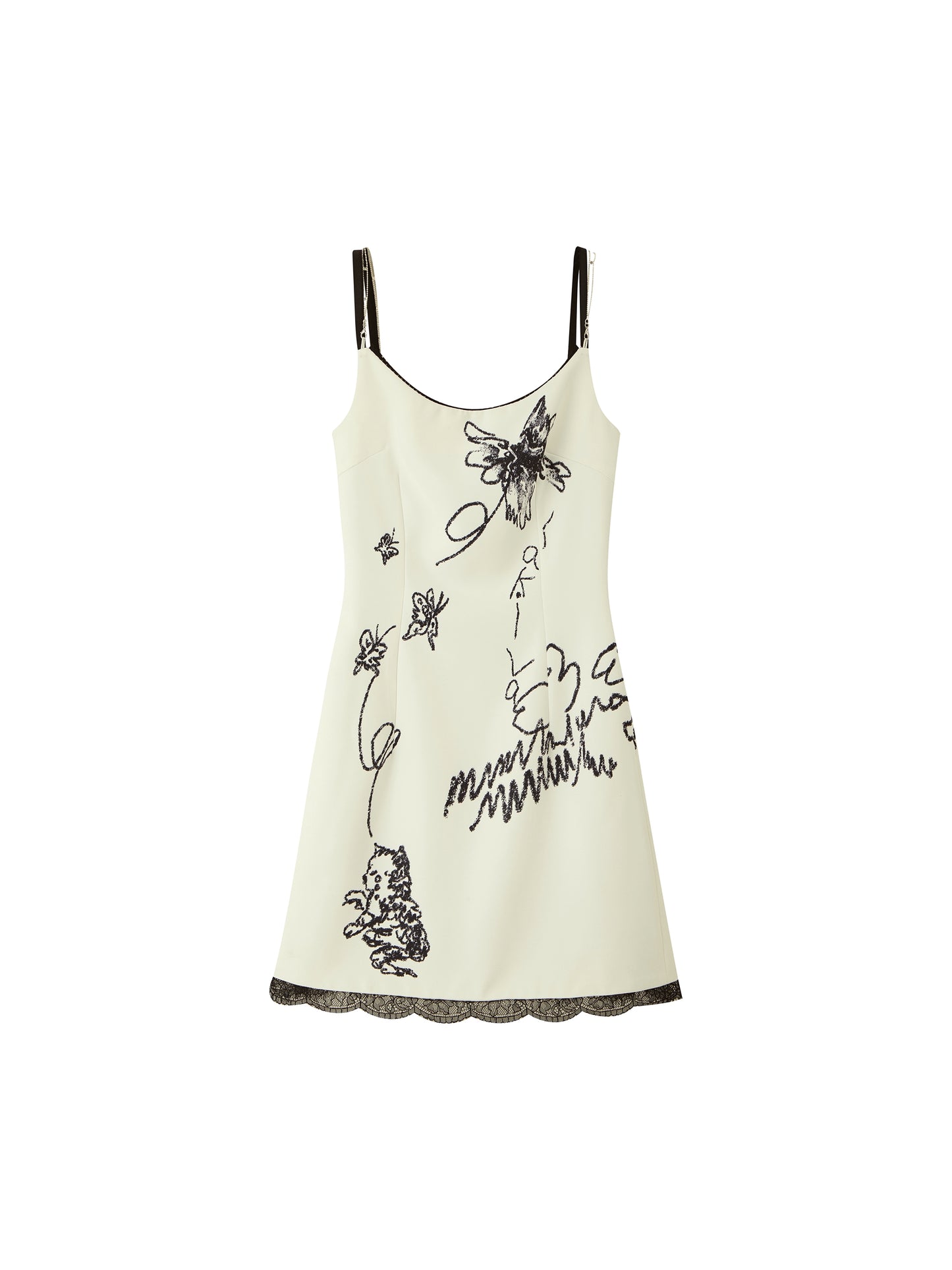 [スポット] OfAkiva 「No Man's Land Poetry」フェイクツーピースデザインバタフライキャットキャットプリントドレス