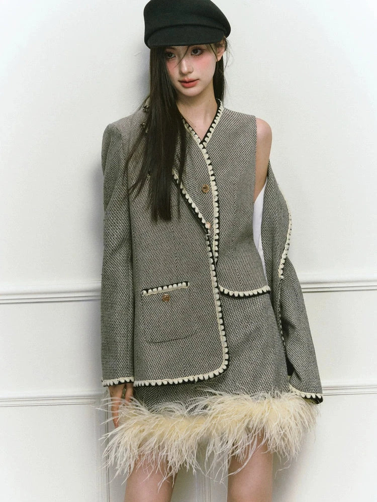 Shell Embroidered Tweed Winter Luxury Sleeveless Cutsew