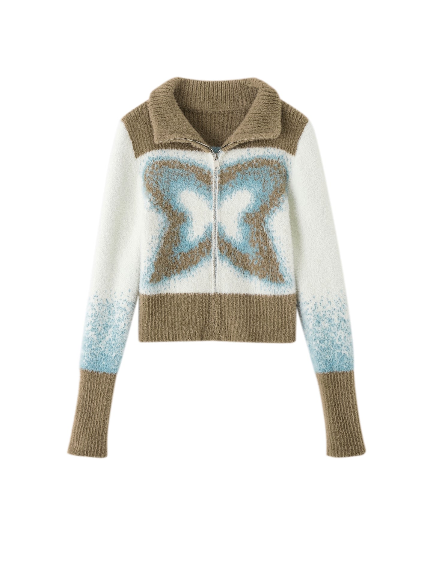 [スポット] OfAkiva「待たない錯覚」模倣ミンク蝶影ニットショートコートレディース冬の暖かいジャケット