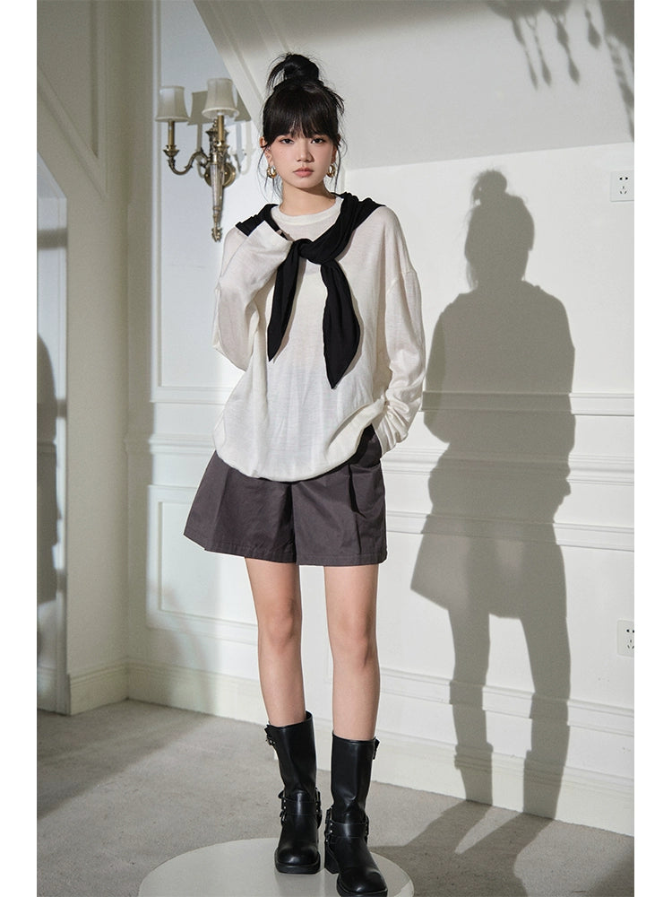 フォーエバーカン レディース 2024 ニュー シティ ウォーク ミニマリストで用途の広いメリノウール ニット長袖トップス