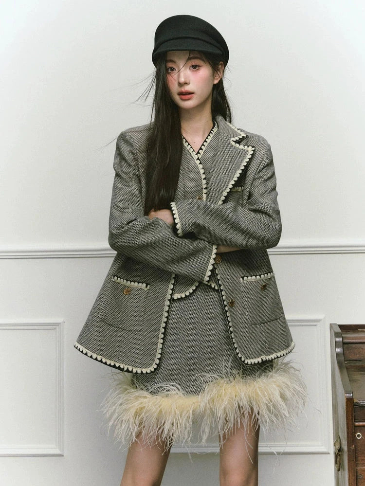 Shell Embroidered Tweed Winter Luxury Jacket