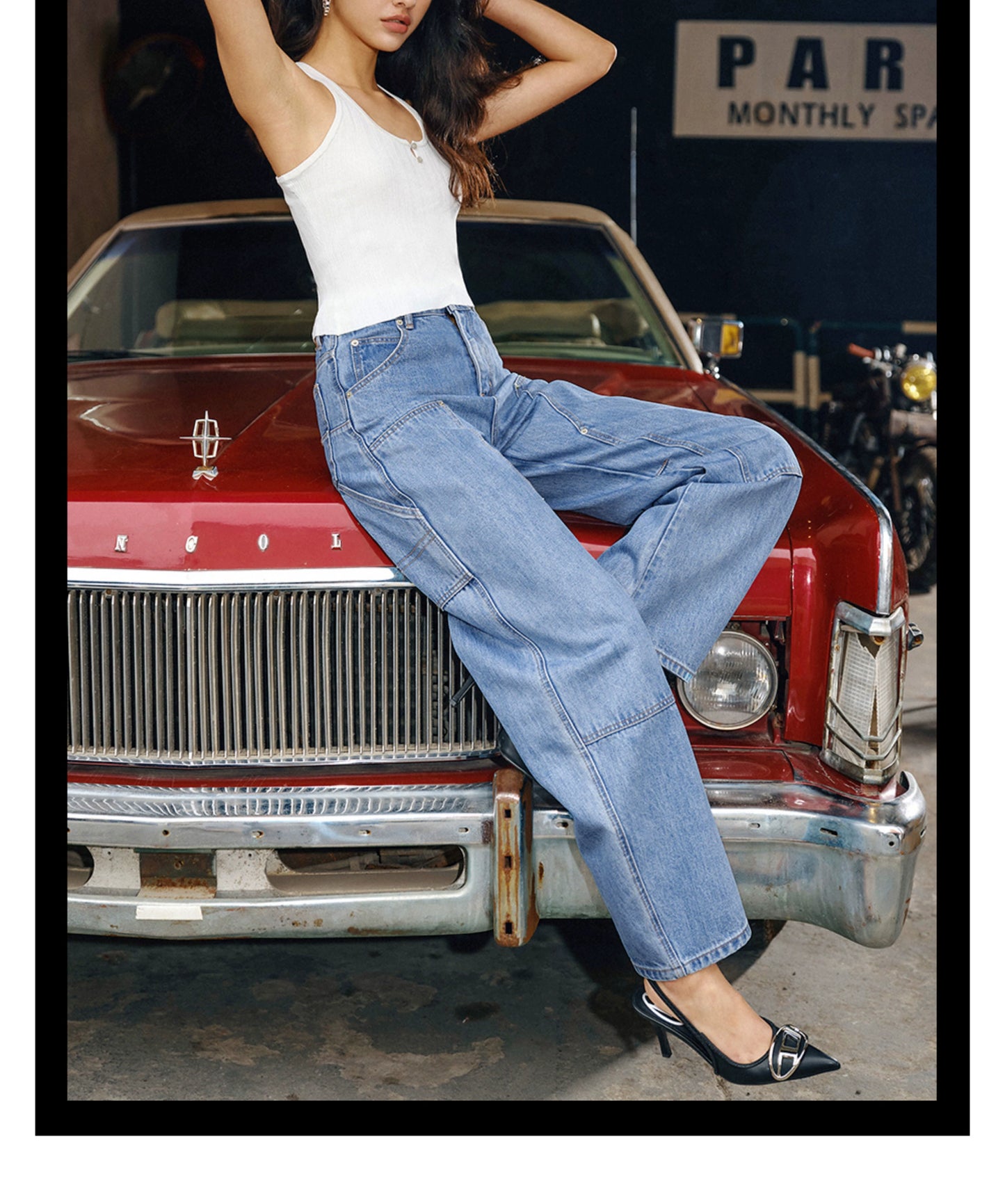 TR彼女のホットマチェーテパンツウォッシュドブルーデニムパンツワイドレッグカジュアルスポーツカットラスパンツ