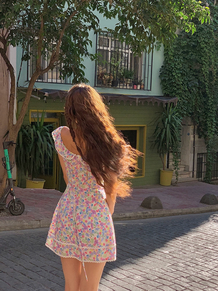 シャオリノースリーブAライン花柄ドレス2024新しい夏のドーパミン小さな男超格好良い人形ドレス