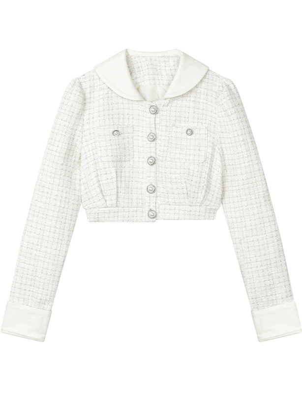 Silver Silk Sequined Small Fragrance Padded Jacket