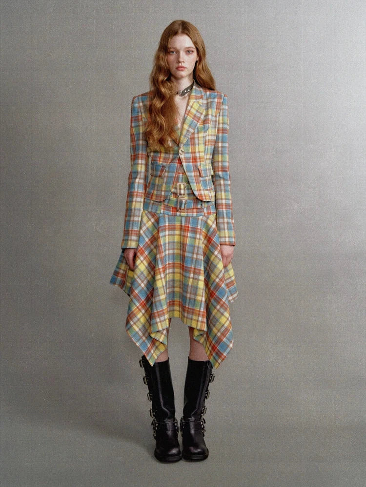 Vintage Yellow and Blue Check Blazer