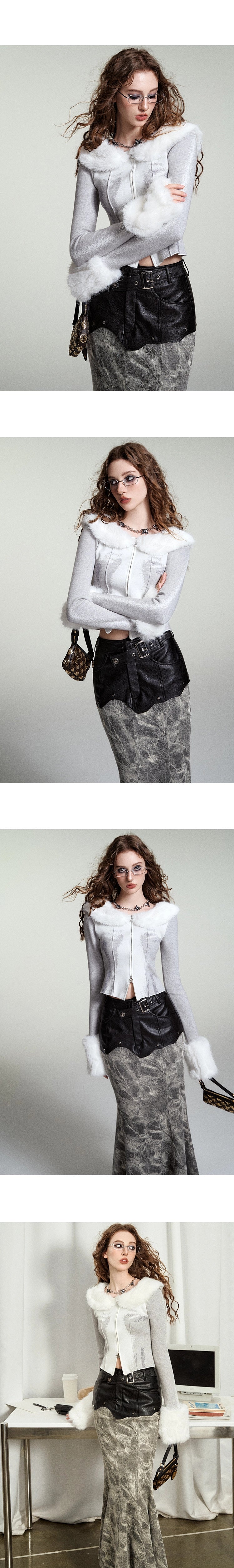 [スポット] OfAkivaは、人間のジャカードニットウェア女性の冬の毛皮の襟ボレロを「開発し、再形成」します