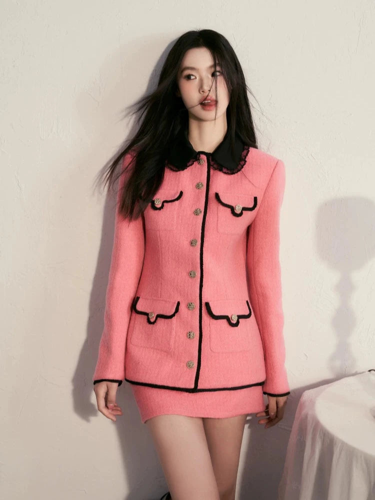 Small fragrance lace collar coat