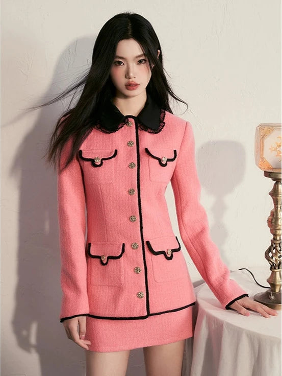 Small fragrance lace collar coat
