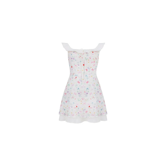 Xiaoliカップケーキ、白い花柄のノースリーブドレス、小さな男、甘い気質、スタイルの人形ドレス