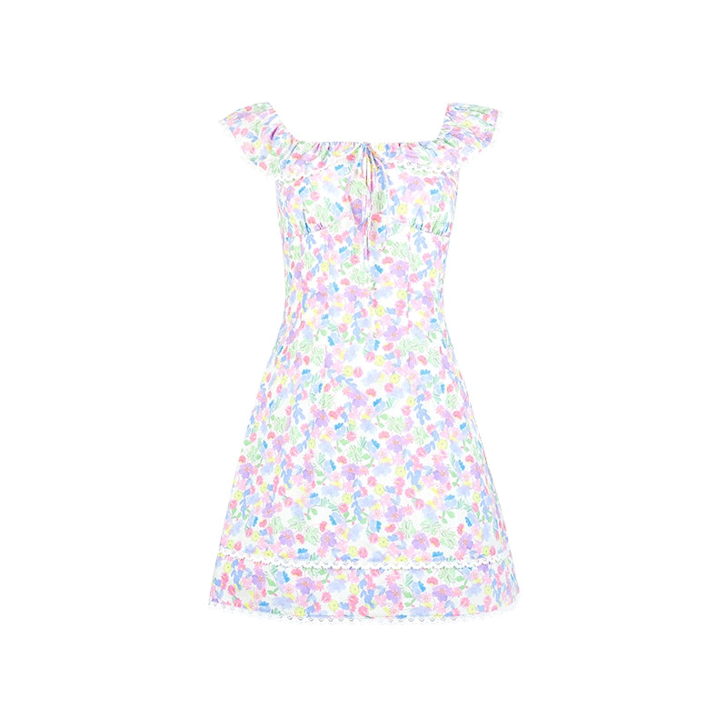 シャオリノースリーブAライン花柄ドレス2024新しい夏のドーパミン小さな男超格好良い人形ドレス