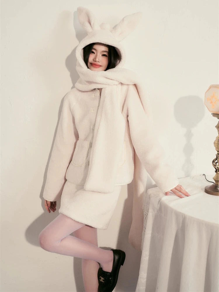 Skin Edge Fluffy Street Milk Skirt