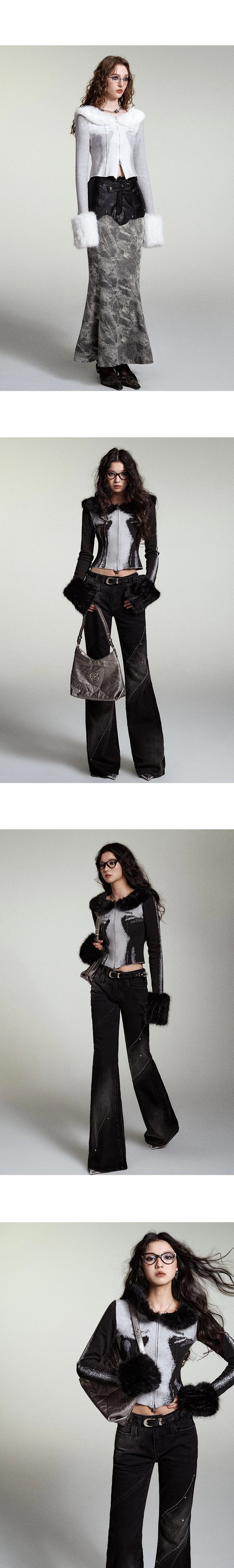 [スポット] OfAkivaは、人間のジャカードニットウェア女性の冬の毛皮の襟ボレロを「開発し、再形成」します