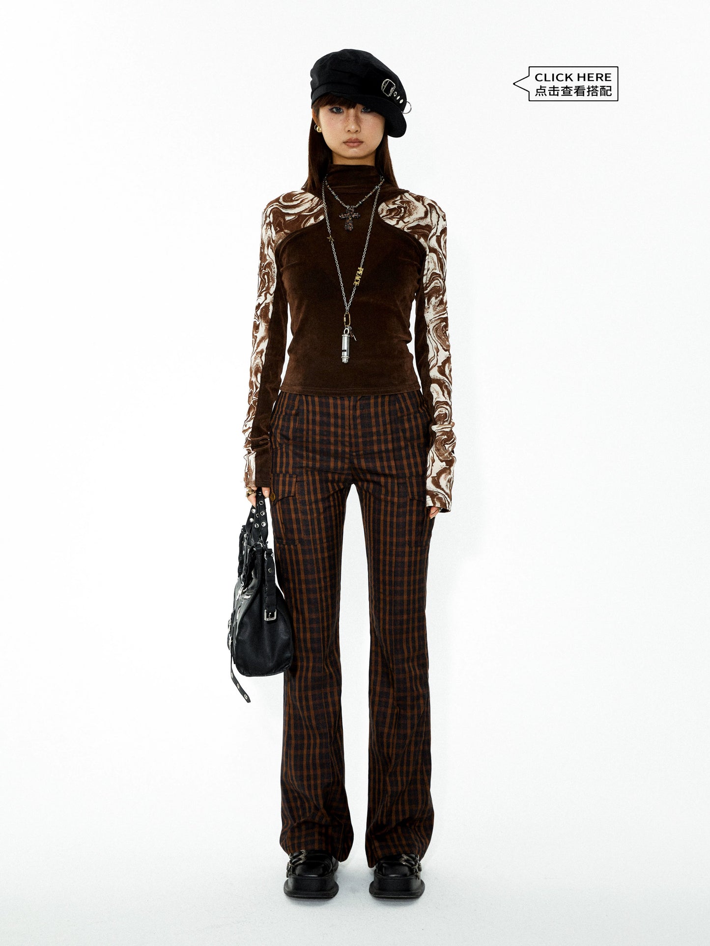 YOSHUYUKI 秋冬チェック スリム ややフレア マルチポケットデザイン カジュアルパンツ スーツ ペンシルパンツ