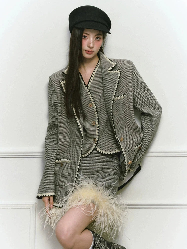 Shell Embroidered Tweed Winter Luxury Jacket