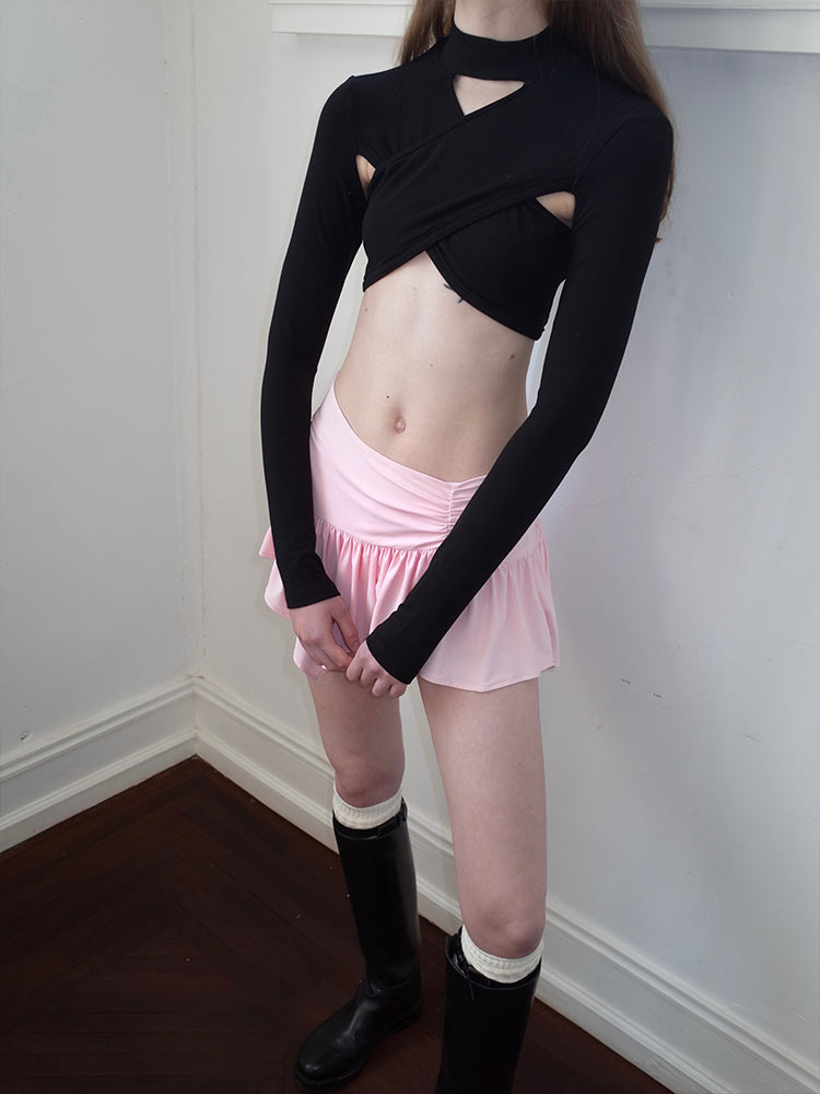 SansFrontieres「Barbie Pink Skirt」ピンクピンチプリーツアシンメトリースカート