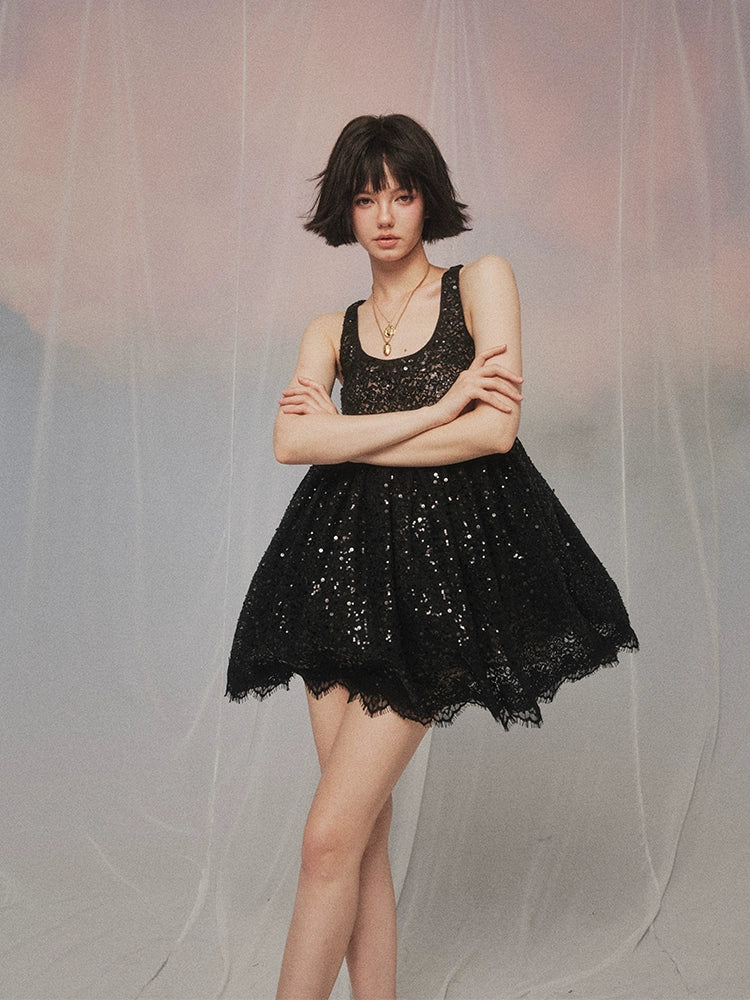 フォーエバーカン レディース 2024 新しいバチカンの大ヒット ショー、レース サスペンダー パフ ドレス付き