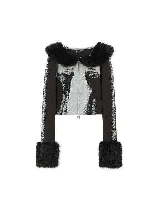 [スポット] OfAkivaは、人間のジャカードニットウェア女性の冬の毛皮の襟ボレロを「開発し、再形成」します