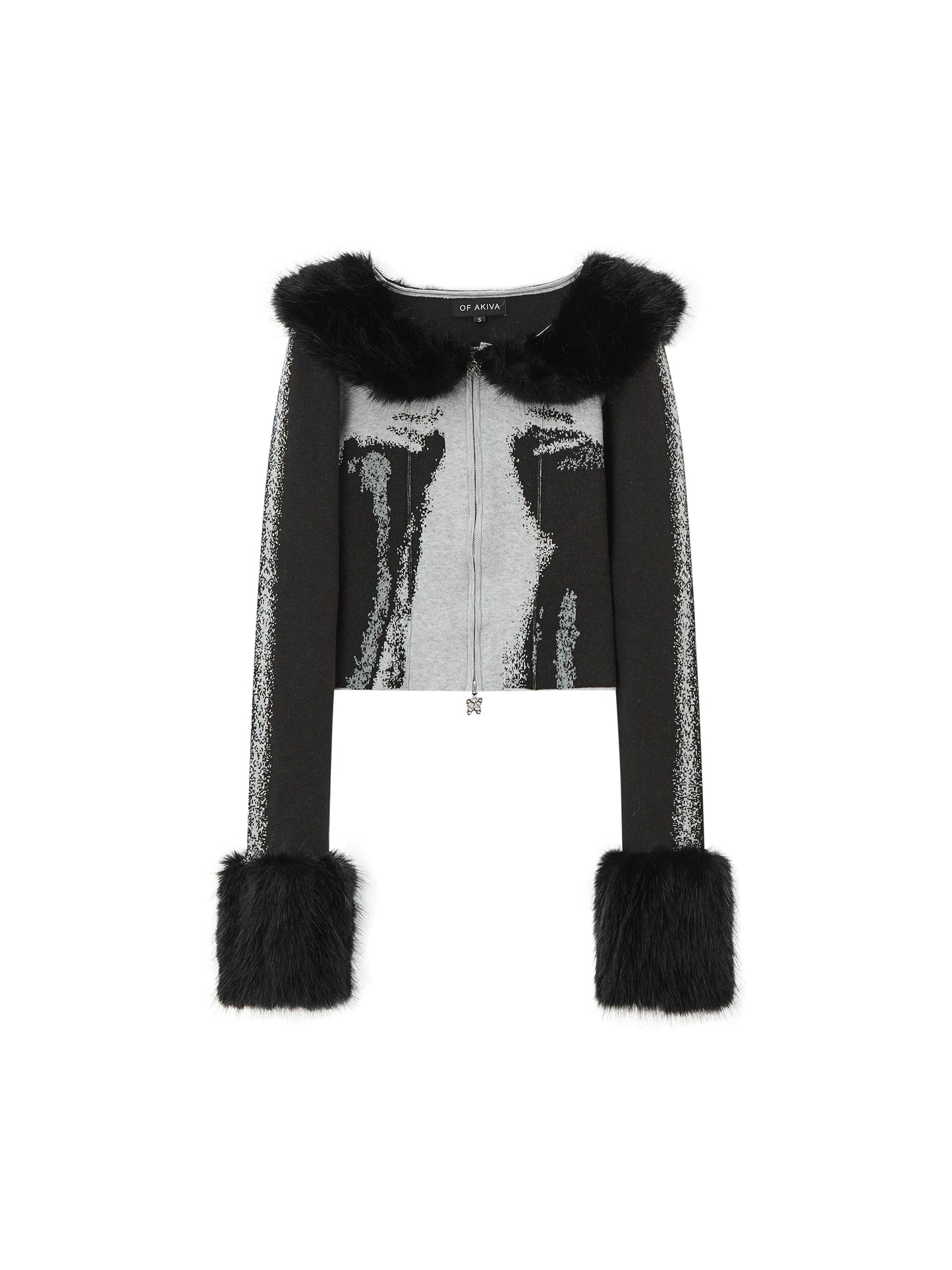 [スポット] OfAkivaは、人間のジャカードニットウェア女性の冬の毛皮の襟ボレロを「開発し、再形成」します