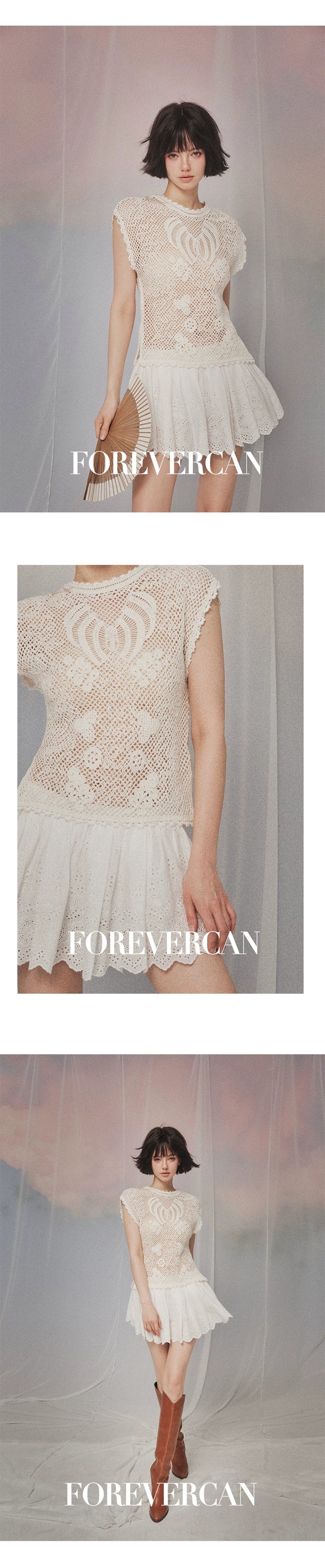 フォーエバーカンレディース2024年夏ニューザルツブルクデザイン気質ノースリーブニットベストトップス